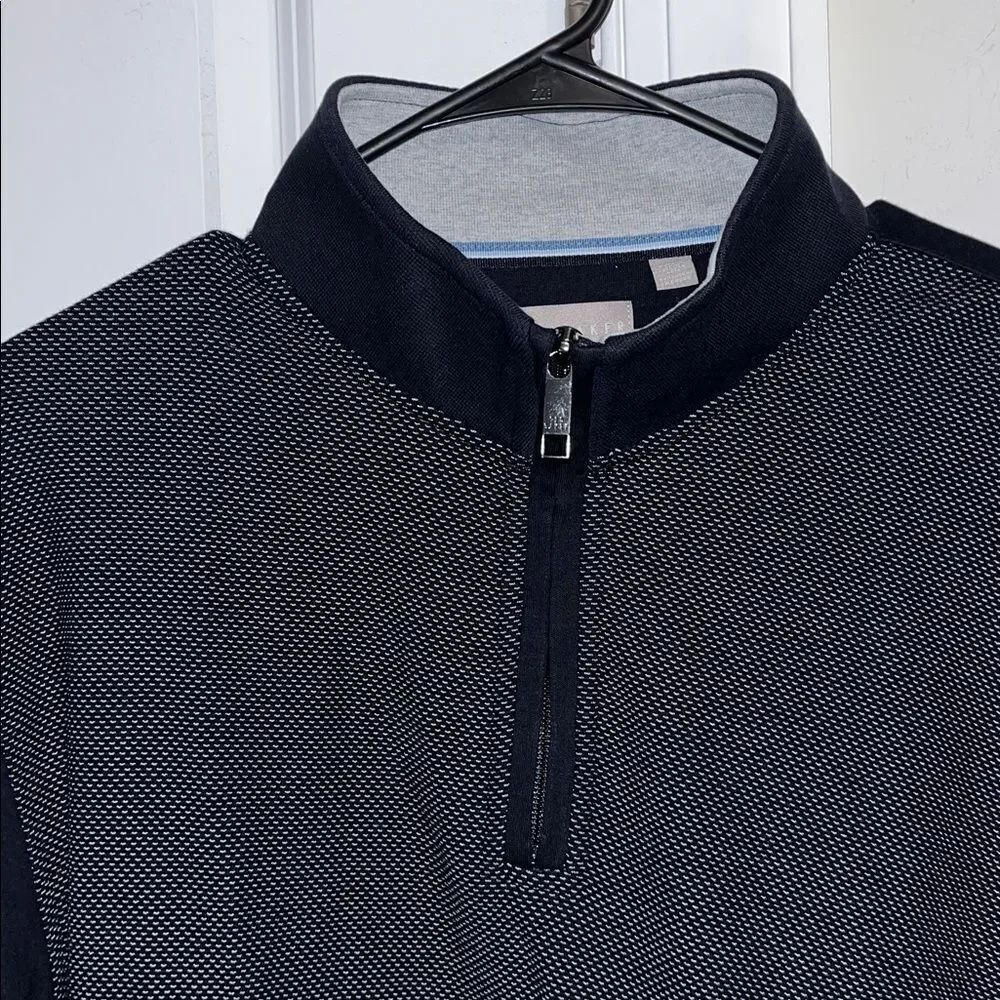 Amazing Ted Baker T Neck 1/4 zipper Blue Print Cotton mens casual party sweater